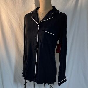 Tommy John Black Pajama Top with White Accents